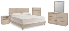 Michelia California King Panel Bed with Mirrored Dresser, Chest and Nightstand - MyWaynesHome #