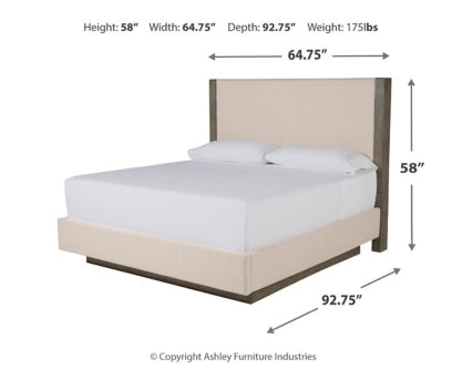 Anibecca Queen Upholstered Panel Bed with Mirrored Dresser, Chest and Nightstand - MyWaynesHome #