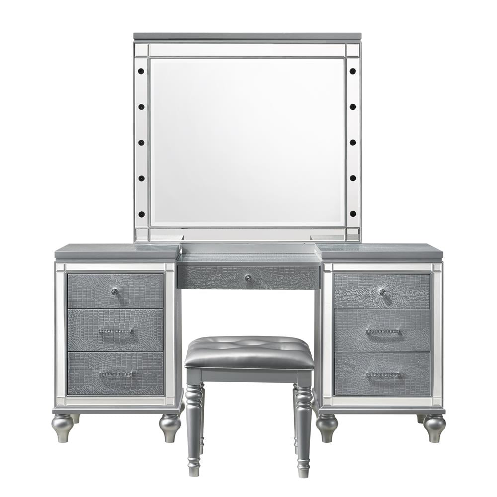 VALENTINO VANITY TABLE STOOL-SILVER - MyWaynesHome #