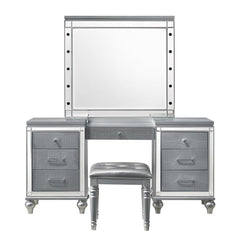 VALENTINO VANITY TABLE STOOL-SILVER - MyWaynesHome #