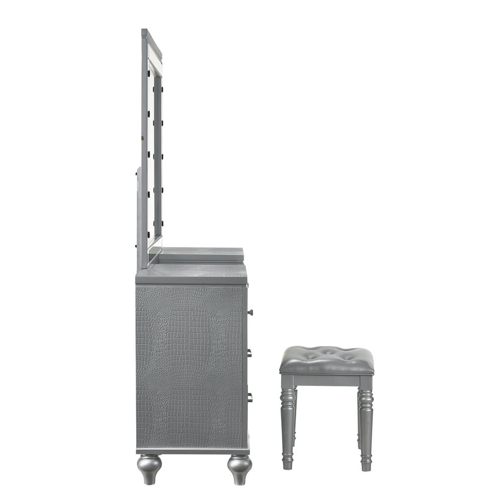 VALENTINO VANITY TABLE STOOL-SILVER - MyWaynesHome #