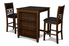 GIA 3 PC 30" STORAGE COUNTER TABLE & 2 CHAIRS-BROWN - MyWaynesHome #