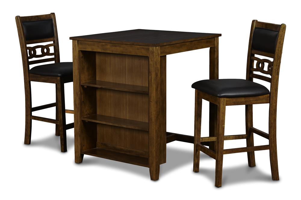 GIA 3 PC 30" STORAGE COUNTER TABLE & 2 CHAIRS-BROWN - MyWaynesHome #