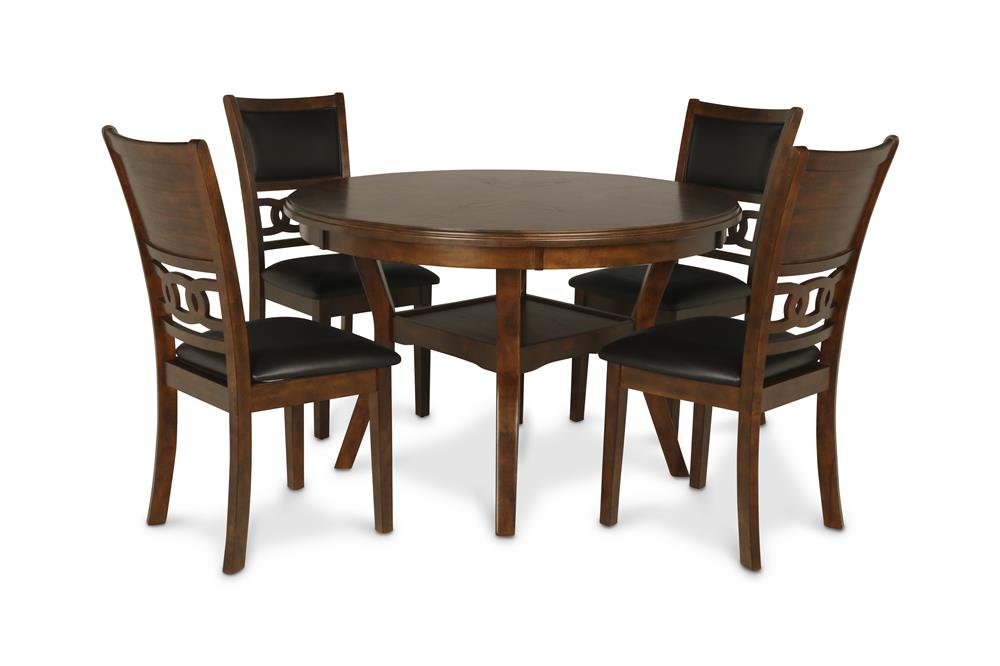 GIA 5 PC 47" ROUND DINING TABLE & 4 CHAIRS-BROWN - MyWaynesHome #