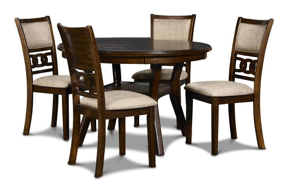 GIA 5 PC 47" ROUND DINING TABLE & 4 CHAIRS-CHERRY - MyWaynesHome #