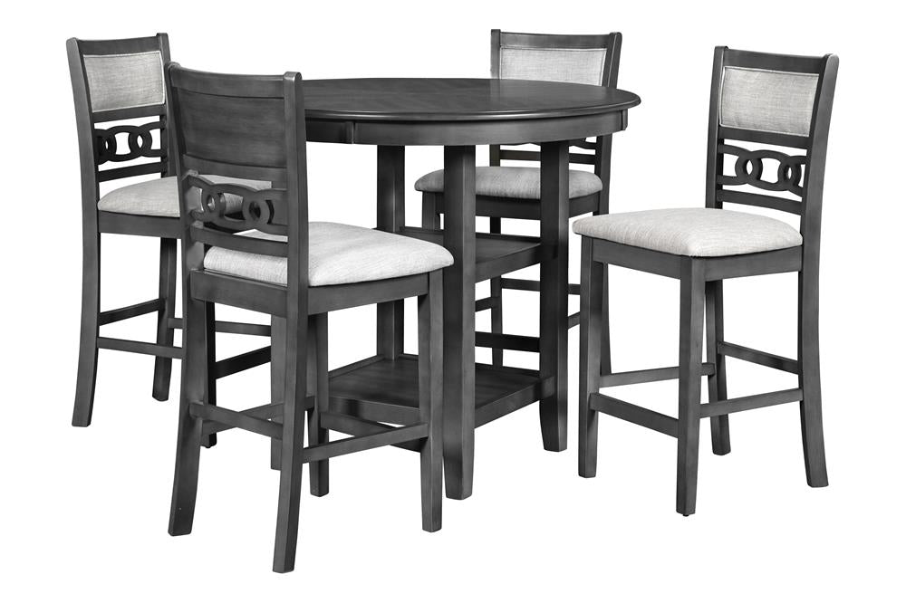 GIA 5 PC 42" ROUND COUNTER DINING TABLE & 4 CHAIRS-GRAY - MyWaynesHome #