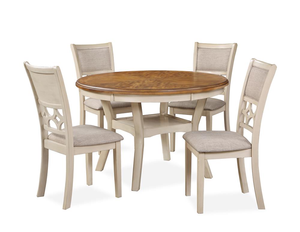 MITCHELL 5 PC DINING SET-TWO TONE BISQUE/BROWN - MyWaynesHome #