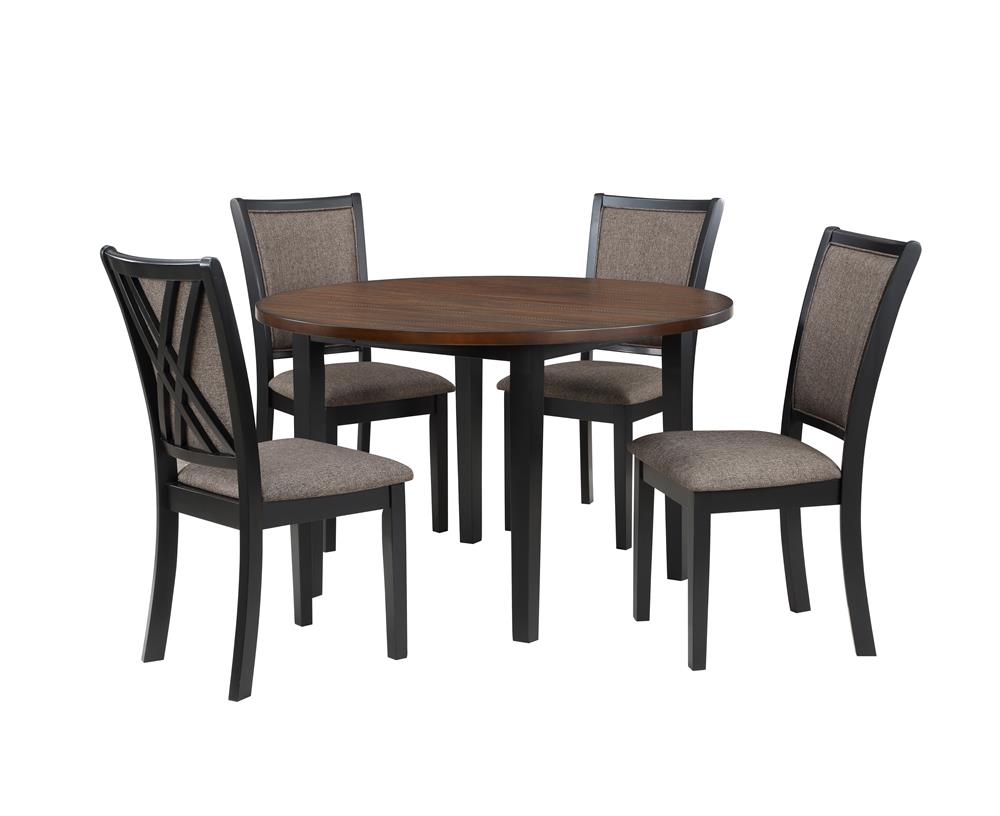 POTOMAC 48" ROUND DINING TABLE & 4 CHAIRS-BROWN/BLACK - MyWaynesHome #