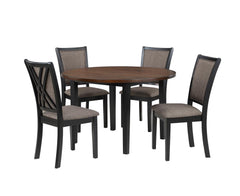 POTOMAC 48" ROUND DINING TABLE & 4 CHAIRS-BROWN/BLACK - MyWaynesHome #