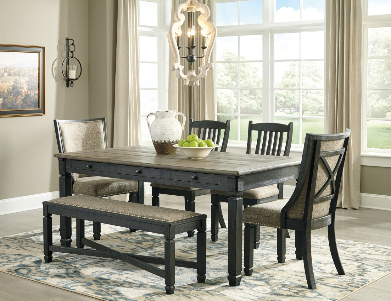 Tyler Creek Dining Table and 4 Chairs and Bench - PKG000213