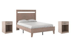 Flannia Full Panel Platform Bed with 2 Nightstands - MyWaynesHome #