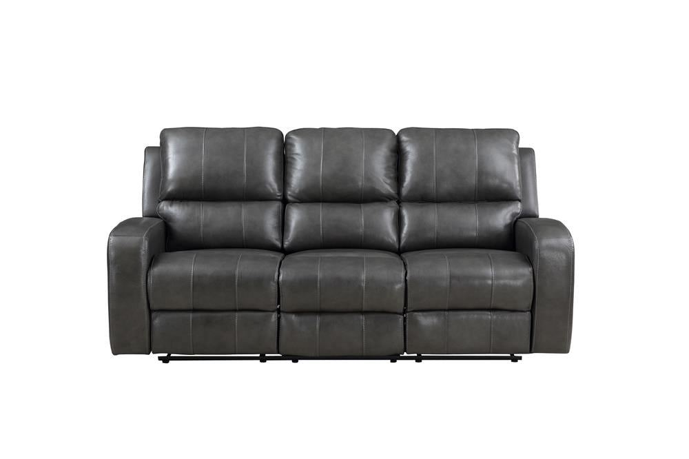 LINTON LEATHER SOFA  W/ PWR FR-GRAY - MyWaynesHome #