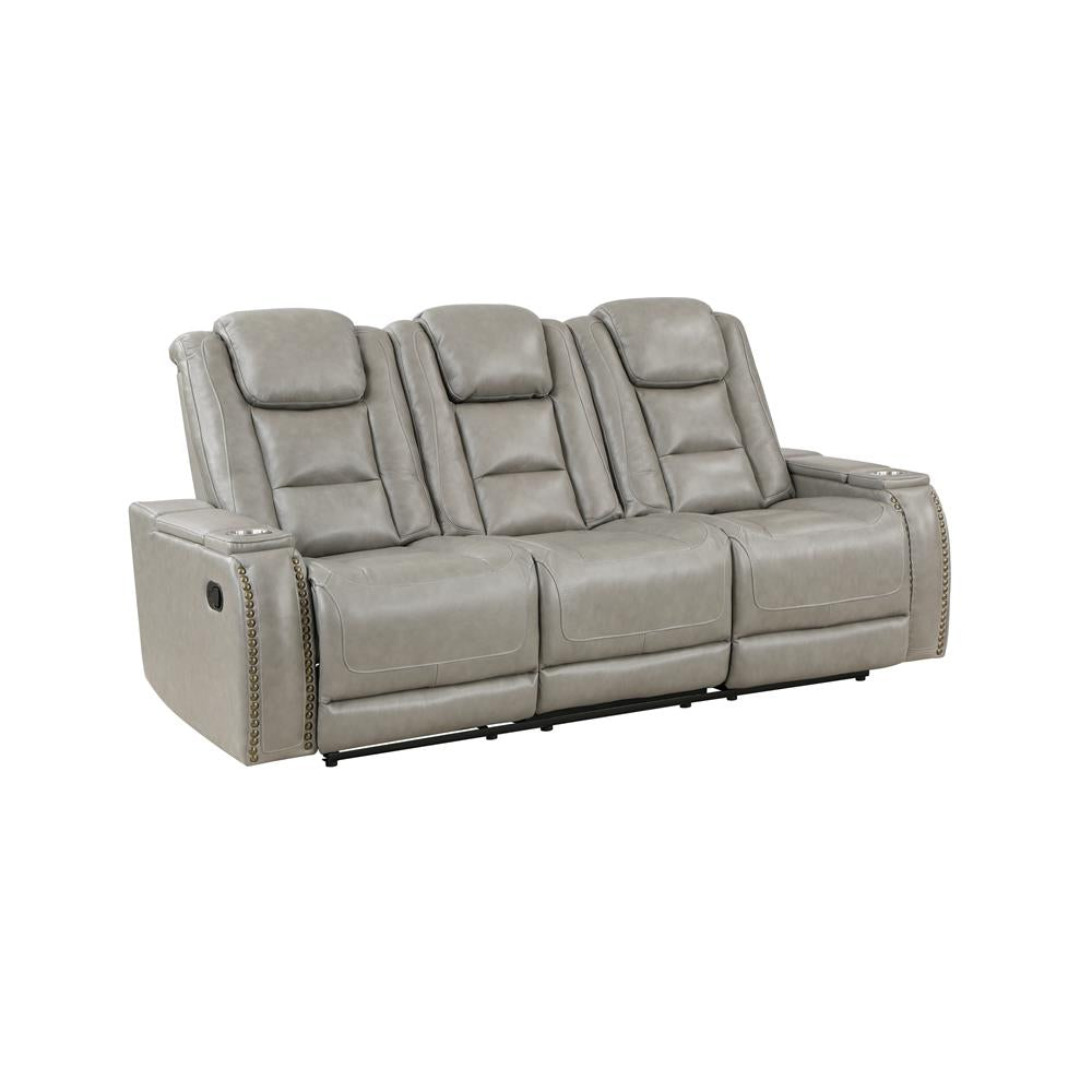 BRECKENRIDGE SOFA W/DUAL RECLINER-LT GRAY - MyWaynesHome #