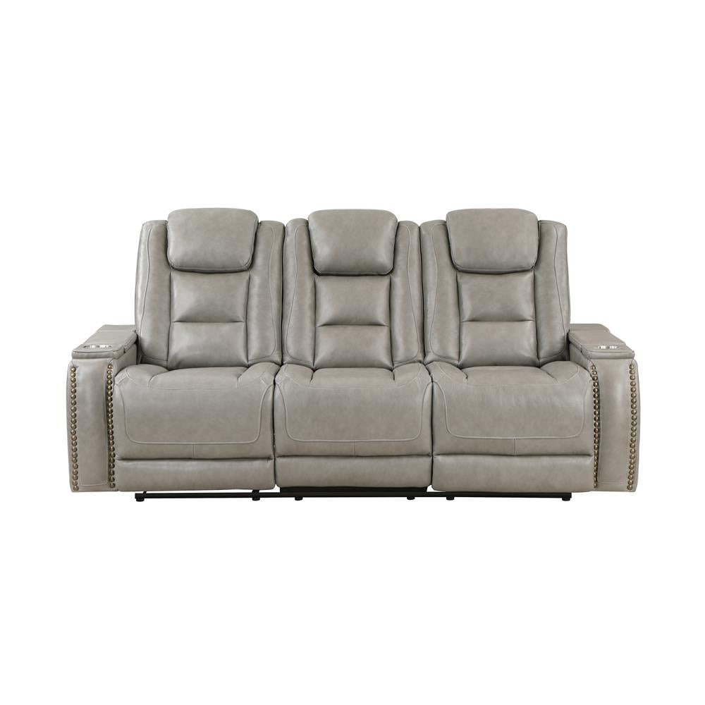 BRECKENRIDGE SOFA W/DUAL RECLINER-LT GRAY - MyWaynesHome #