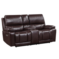 CICERO CONSOLE LOVESEAT W/ PWR FR & HR-BROWN - MyWaynesHome #
