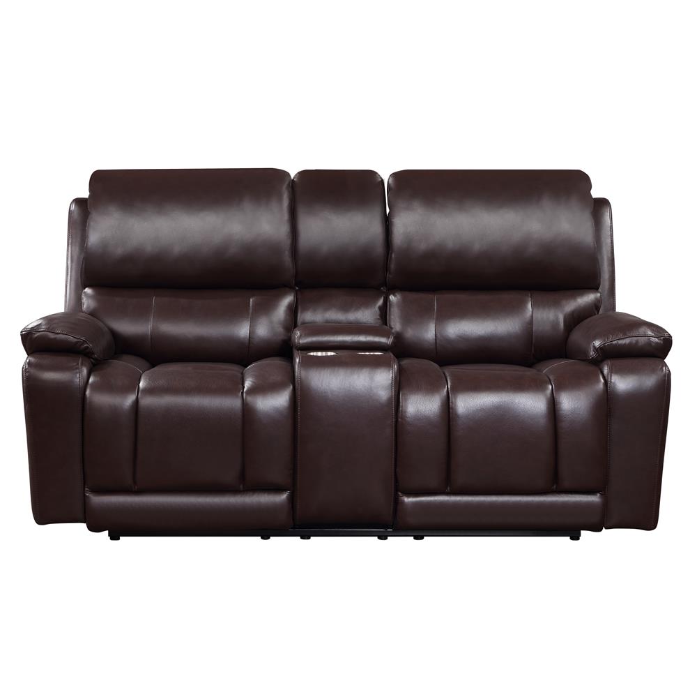 CICERO CONSOLE LOVESEAT W/ PWR FR & HR-BROWN - MyWaynesHome #