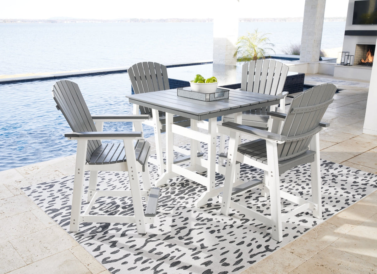 Transville Outdoor Counter Height Dining Table and 4 Barstools - MyWaynesHome #