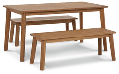 Janiyah Outdoor Dining Table and 2 Benches - MyWaynesHome #