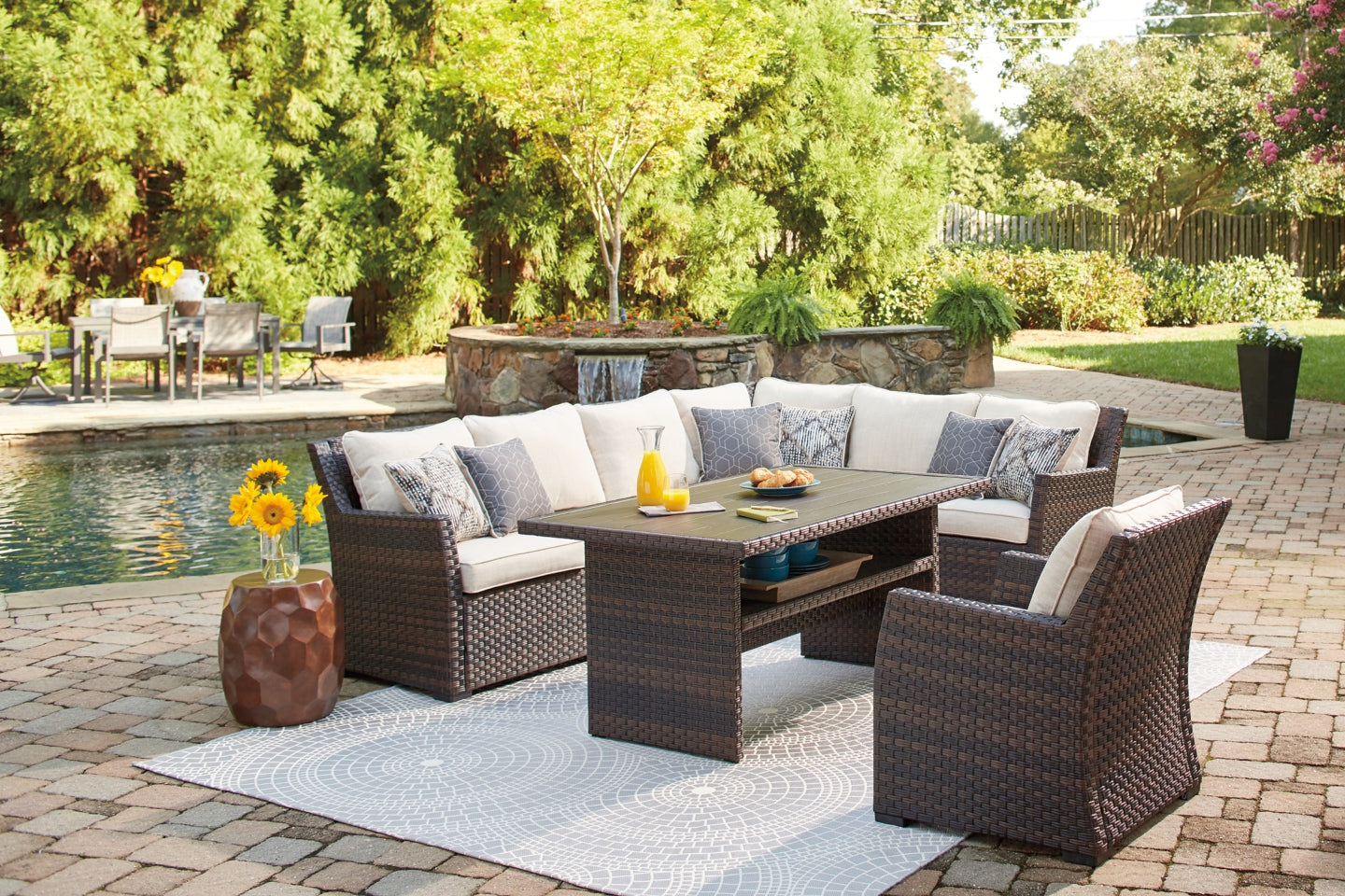 Easy Isle 3-Piece Outdoor Sectional with Chair and Coffee Table - MyWaynesHome #