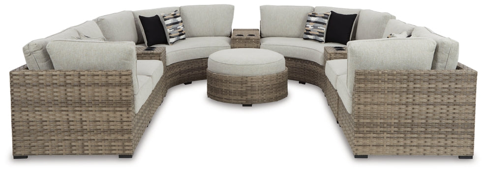 Calworth Outdoor 9-Piece Sectional with Ottoman - MyWaynesHome #