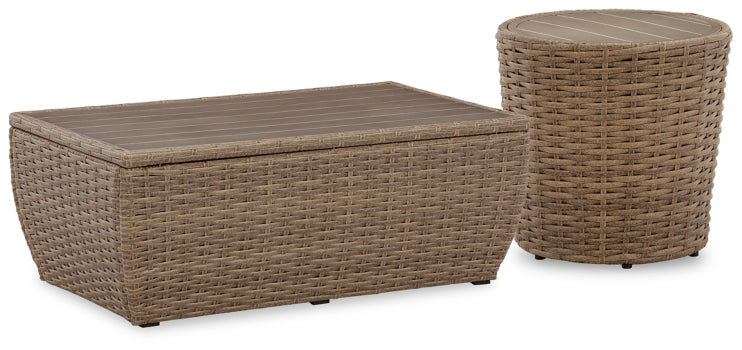 Sandy Bloom Outdoor Coffee Table with End Table - MyWaynesHome #