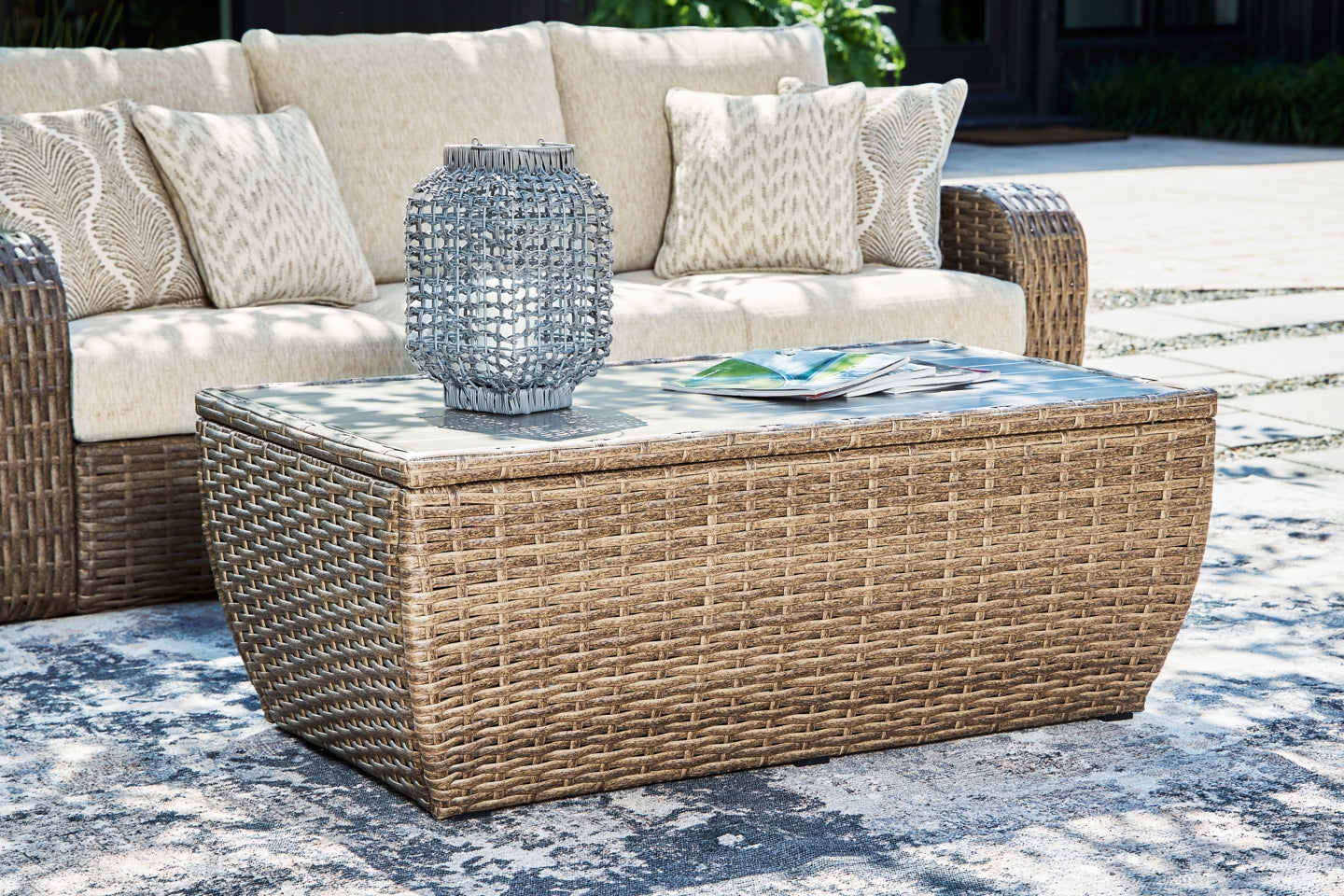 Sandy Bloom Outdoor Coffee Table with End Table - MyWaynesHome #