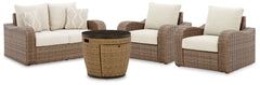 Malayah Outdoor Loveseat and 2 Lounge Chairs with Fire Pit Table - MyWaynesHome #