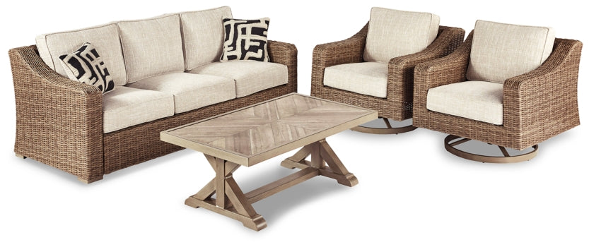 Beachcroft Outdoor Sofa with Coffee Table and 2 End Tables