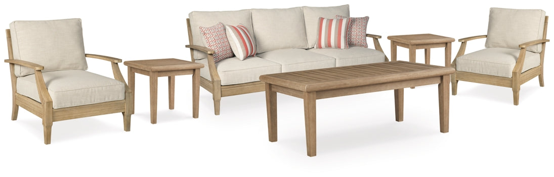 Clare View Outdoor Sofa and  2 Lounge Chairs with Coffee Table and 2 End Tables - MyWaynesHome #