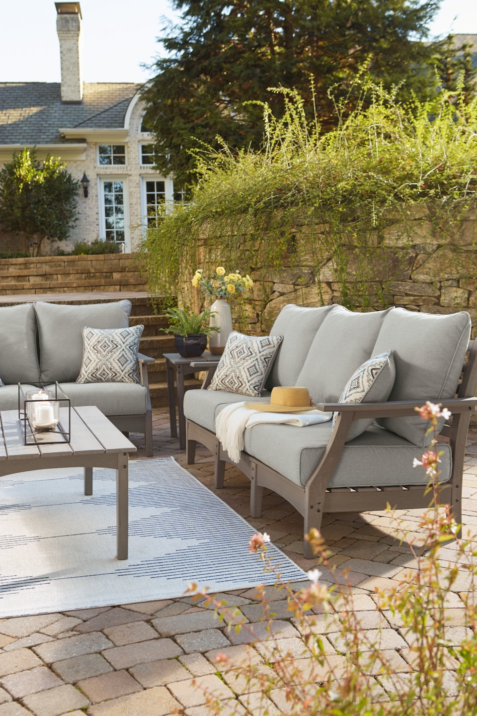 Visola Outdoor Sofa and Loveseat with Coffee Table - MyWaynesHome #