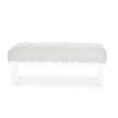 MARILYN UPHOLSTERED WHITE GLAM FAUX FUR BENCH - MyWaynesHome #