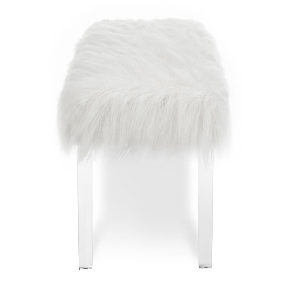 MARILYN UPHOLSTERED WHITE GLAM FAUX FUR BENCH - MyWaynesHome #