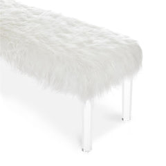 MARILYN UPHOLSTERED WHITE GLAM FAUX FUR BENCH - MyWaynesHome #