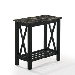 EDEN CHAIRSIDE TABLE-BLACK W/FAUX MARBLE TOP - MyWaynesHome #