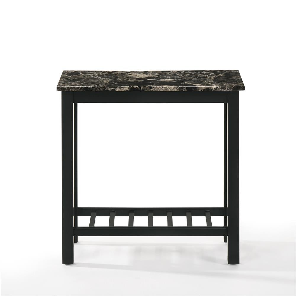 EDEN CHAIRSIDE TABLE-BLACK W/FAUX MARBLE TOP - MyWaynesHome #