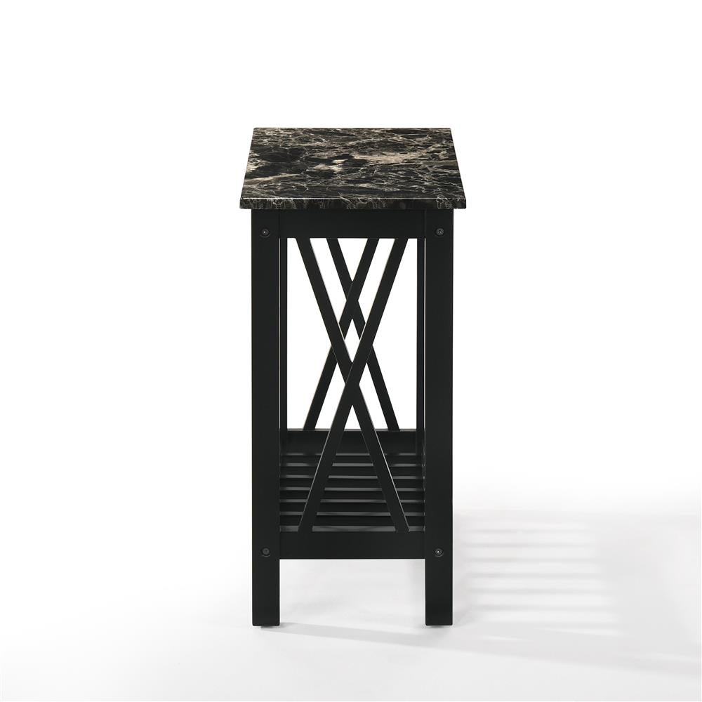 EDEN CHAIRSIDE TABLE-BLACK W/FAUX MARBLE TOP - MyWaynesHome #