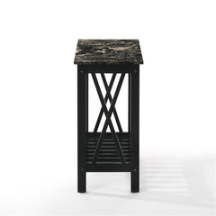 EDEN CHAIRSIDE TABLE-BLACK W/FAUX MARBLE TOP - MyWaynesHome #