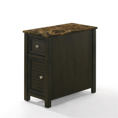 SAMSON END TABLE W/DRWR-ESPRESSO W/FAUX MARBLE TOP - MyWaynesHome #