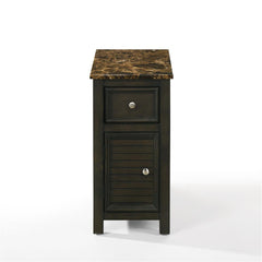 SAMSON END TABLE W/DRWR-ESPRESSO W/FAUX MARBLE TOP - MyWaynesHome #