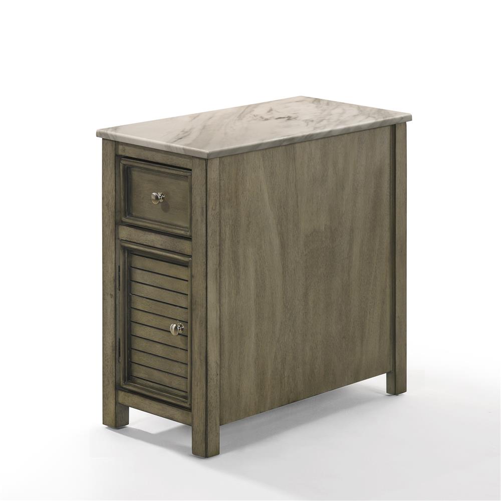 SAMSON END TABLE W/DRWR-GRAY W/FAUX MARBLE TOP - MyWaynesHome #