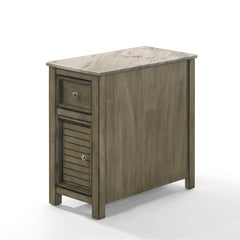 SAMSON END TABLE W/DRWR-GRAY W/FAUX MARBLE TOP - MyWaynesHome #