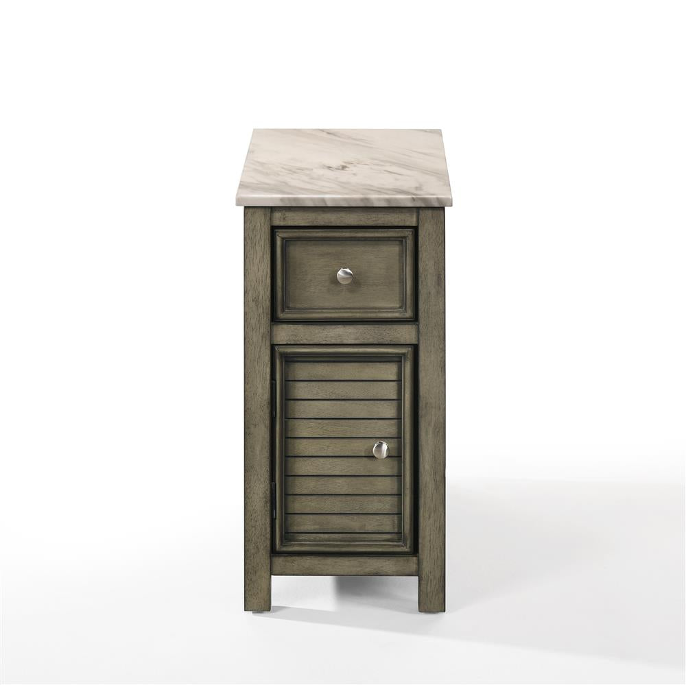 SAMSON END TABLE W/DRWR-GRAY W/FAUX MARBLE TOP - MyWaynesHome #