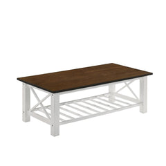 VESTA COFFEE TABLE-TWO TONE CREME/BROWN - MyWaynesHome #