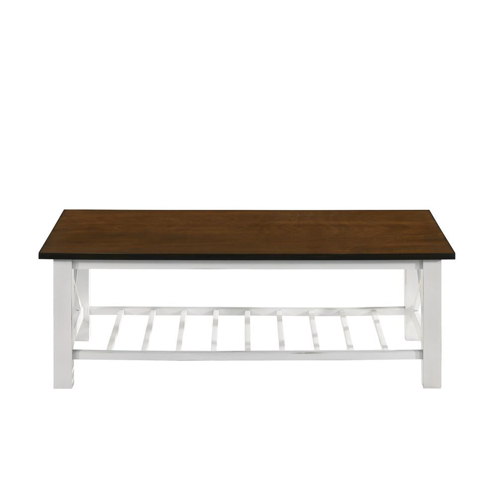 VESTA COFFEE TABLE-TWO TONE CREME/BROWN - MyWaynesHome #