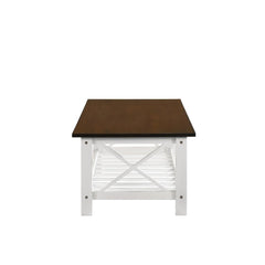 VESTA COFFEE TABLE-TWO TONE CREME/BROWN - MyWaynesHome #