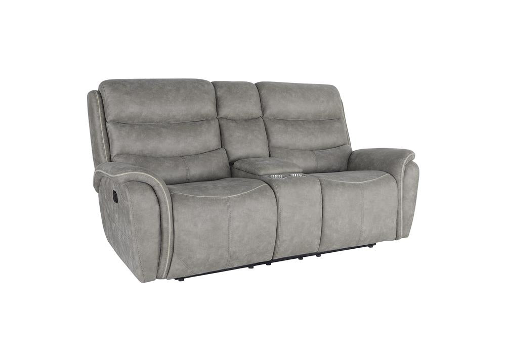 KAMARI CONSOLE LOVESEAT W/ DUAL RECLINERS-GRAY - MyWaynesHome #