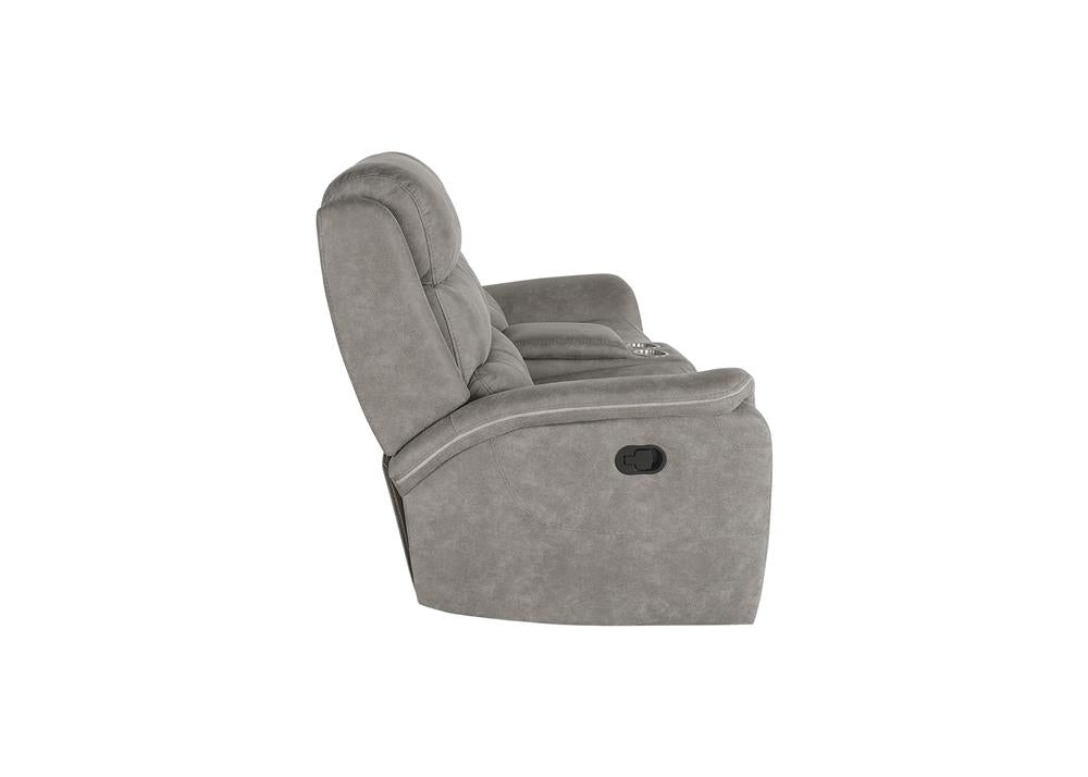 KAMARI CONSOLE LOVESEAT W/ DUAL RECLINERS-GRAY - MyWaynesHome #