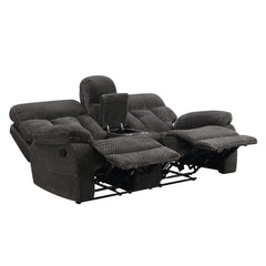 BRAVO CONSOLE LOVESEAT W/ DUAL RECLINERS-CHARCOAL - MyWaynesHome #