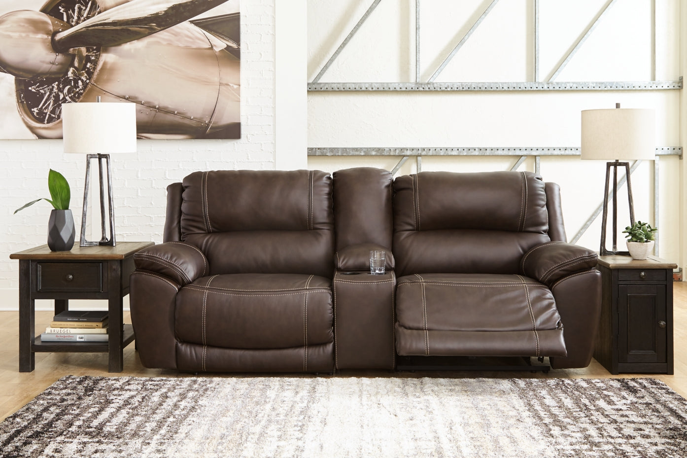 Dunleith 3-Piece Power Reclining Loveseat with Console - MyWaynesHome #