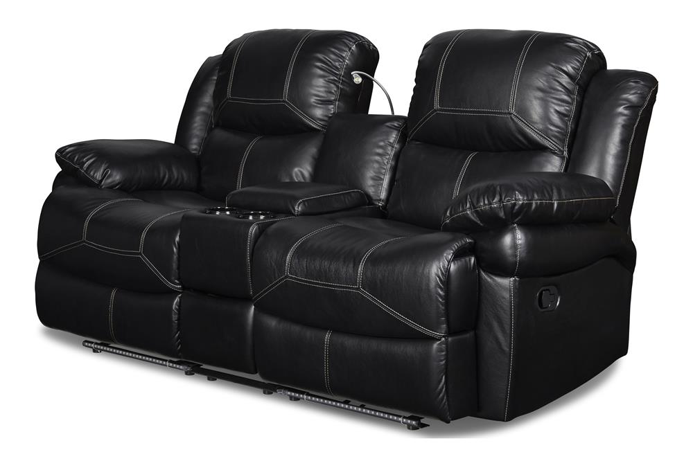 FLYNN CONSOLE LOVESEAT W/ READING LIGHT- BLACK - MyWaynesHome #
